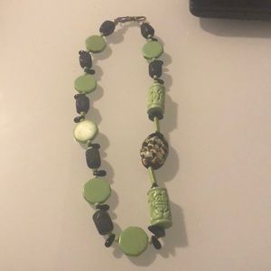 Lime & lava stone bead necklace